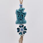 Κρεμαστό διπλό κεραμικό ανεμόμυλος με λουλούδι