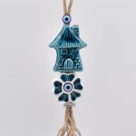 Κρεμαστό διπλό κεραμικό σπίτι με λουλούδι