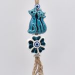 Κρεμαστό διπλό κεραμικό γάτες με λουλούδι