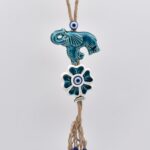 Κρεμαστό διπλό κεραμικό ελέφαντας με λουλούδι