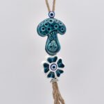 Κρεμαστό διπλό κεραμικό μανιτάρι με λουλούδι