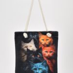 Τσάντα Ώμου Τυπωμένη Γάτα